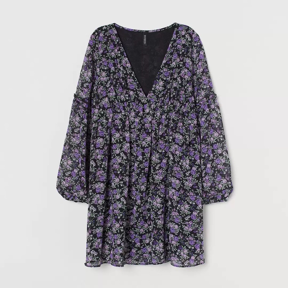 H&M Elegant A/Line Oversized Boho Floral Dress Ruffles